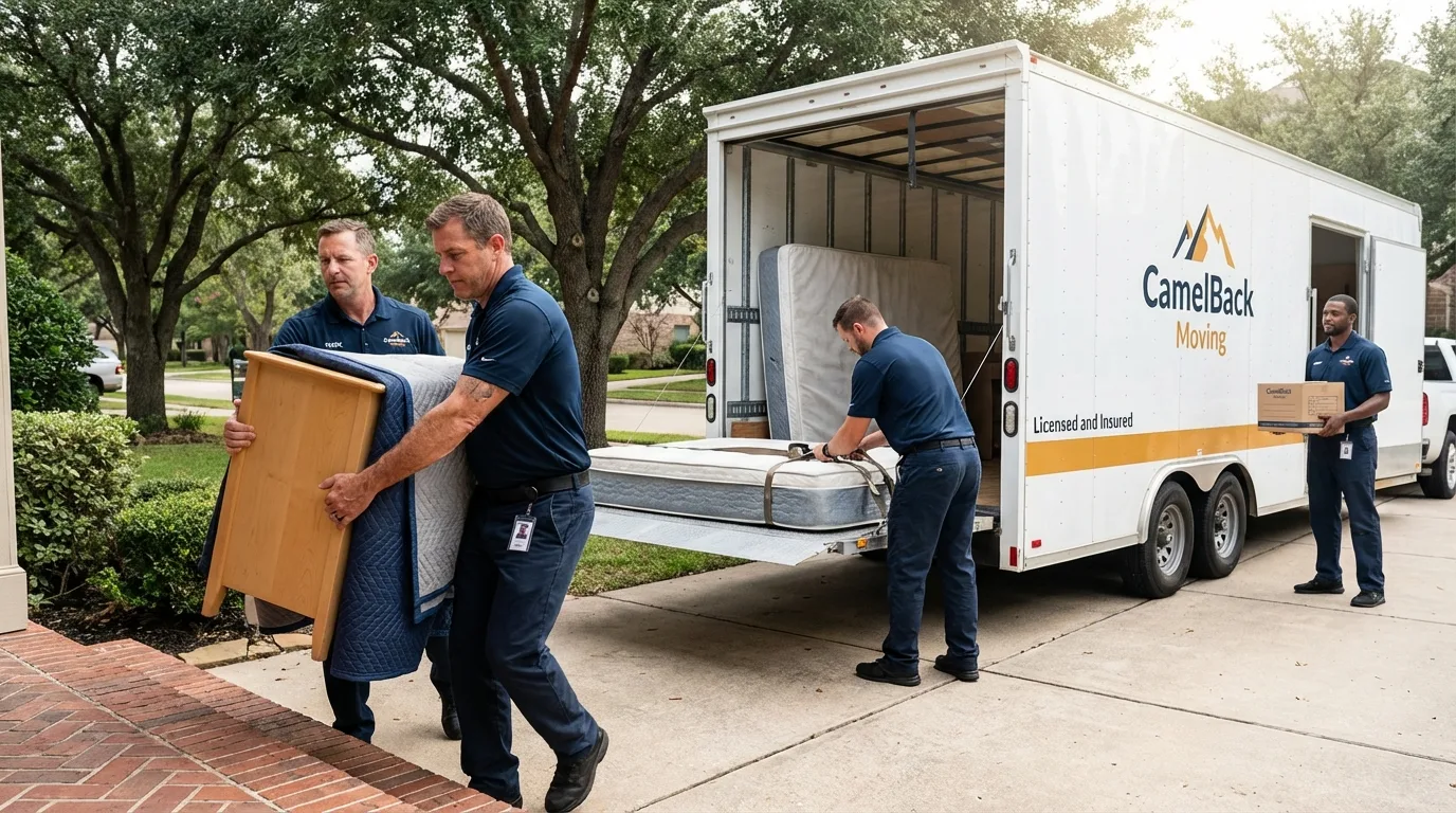 Crew loading residential truck for cross-state move from Somerton, AZ