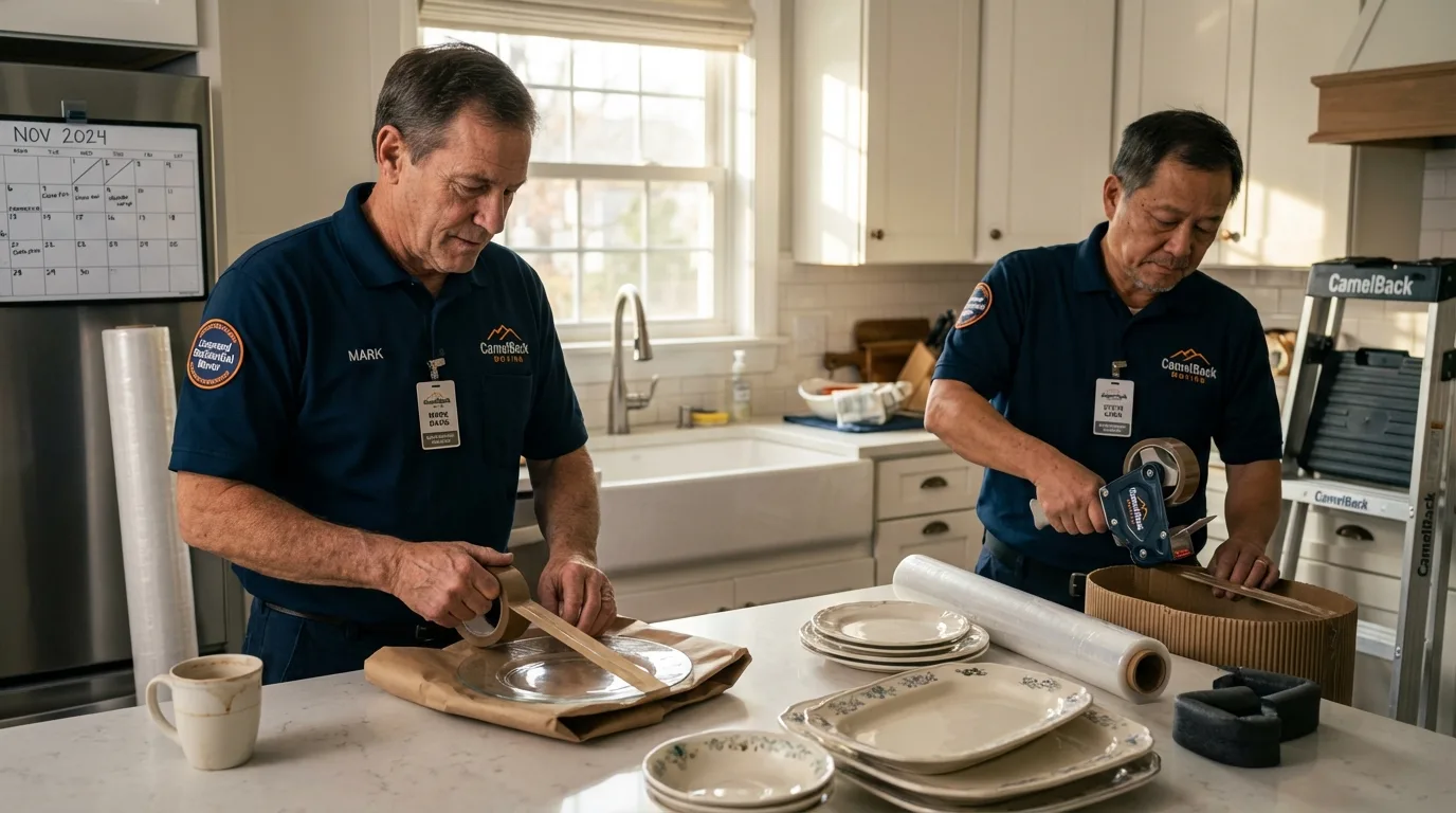 Professional crew packing kitchen dishware in Somerton, AZ